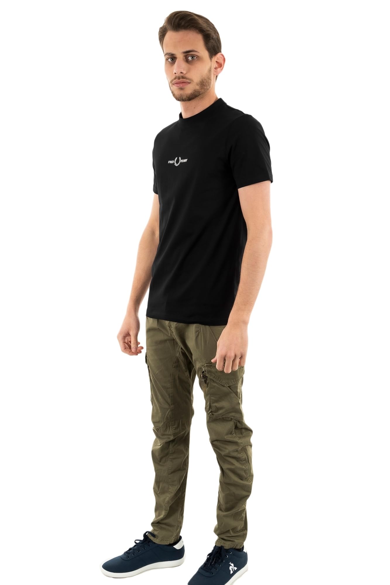 Fred Perry Para Hombre. M4580 Camiseta Con Logo Negro (Xl), Casual, AlgodóN, Manga Corta-image