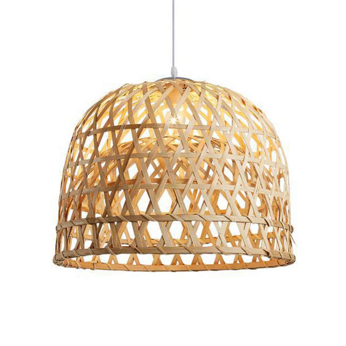 Suspension en osier et bambou pour îlot de cuisine et salon cosy