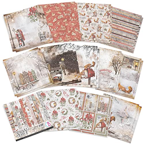 Ciao Bella Paper Memories of A Snowy Day Paper Pad 6"X6", red|black|beige|white|brown - Image 4