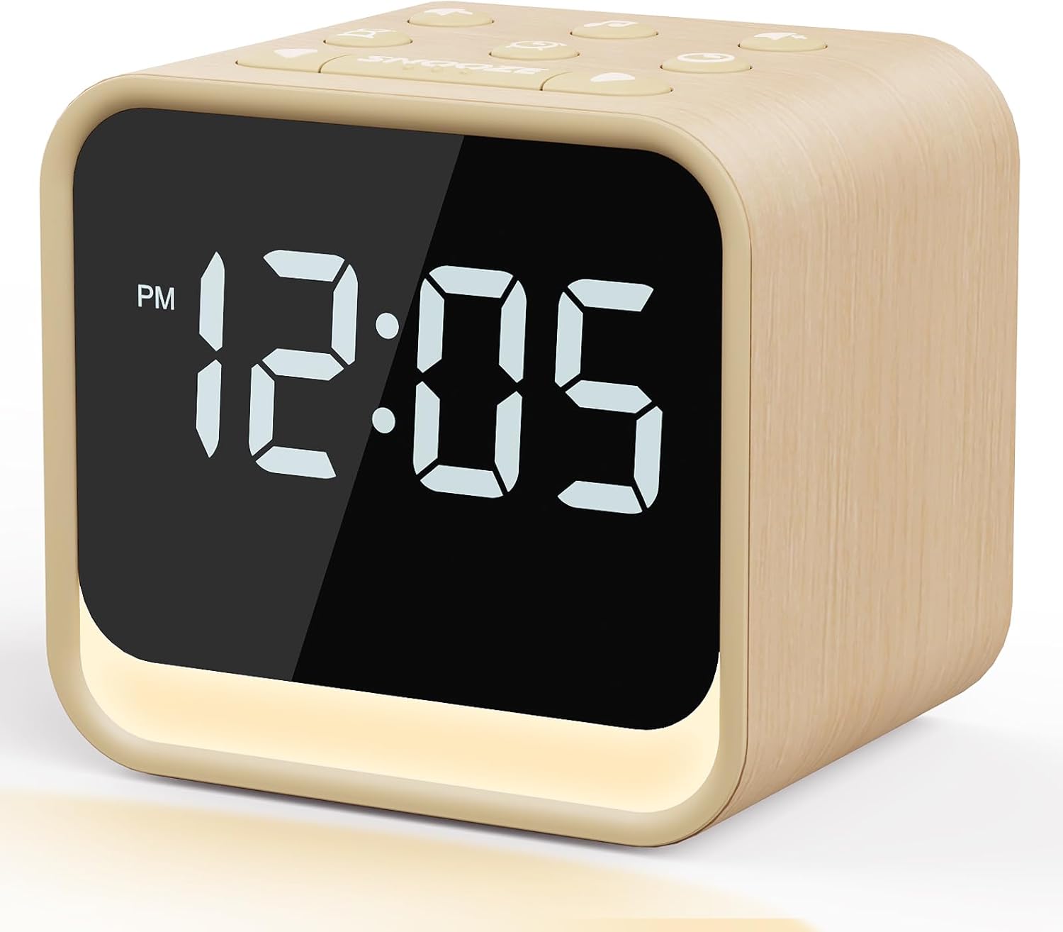 Housbay Wooden Sound Machine Alarm Clock for Bedrooms - Gentle Wake-Up with Birdsong, White Noise for Sleeping, Small Digital Clock for Phone-Free Routine - Maple Wood