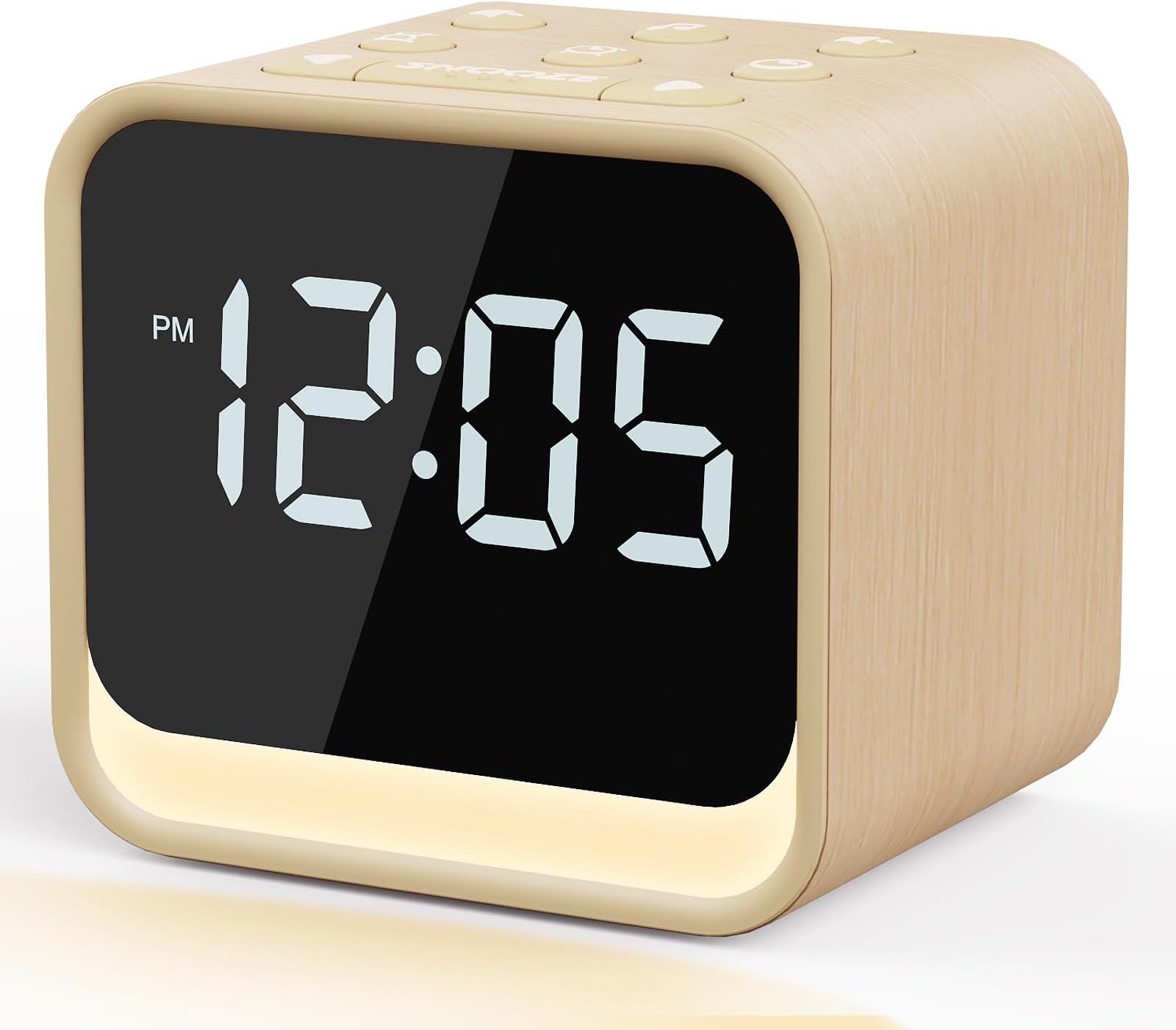 Housbay Wooden Sound Machine Alarm Clock for Bedrooms - Gentle Wake-Up with Birdsong, White Noise for Sleeping, Small Digital Clock for Phone-Free Routine - Maple Wood