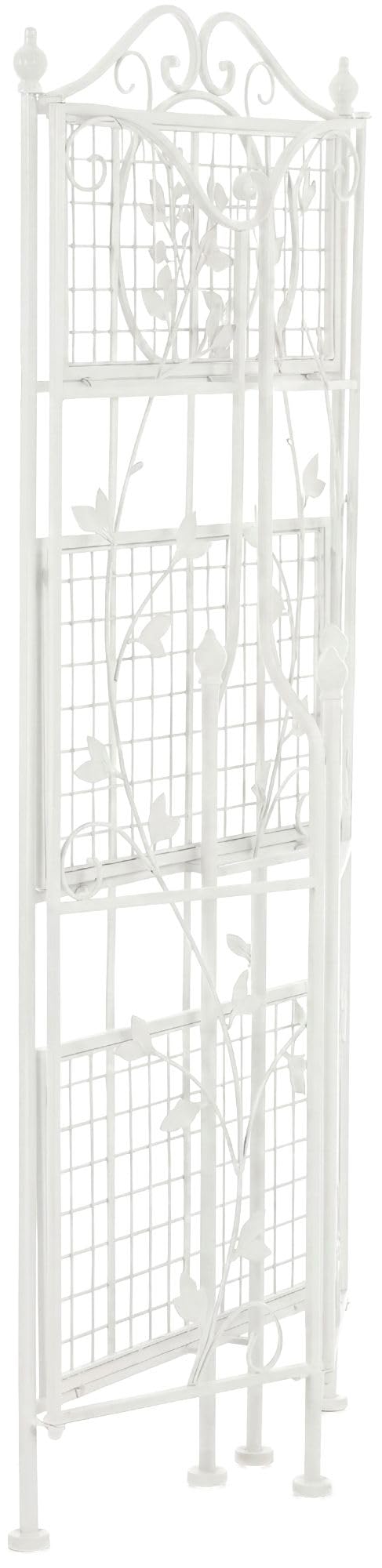 CLP Estanteria de pie Plegable Reus, Estante Escalonado Estilo Rustico, estanteria para Plantas de Metal, compacta para Interior y Exterior, Color:Blanco Envejecido