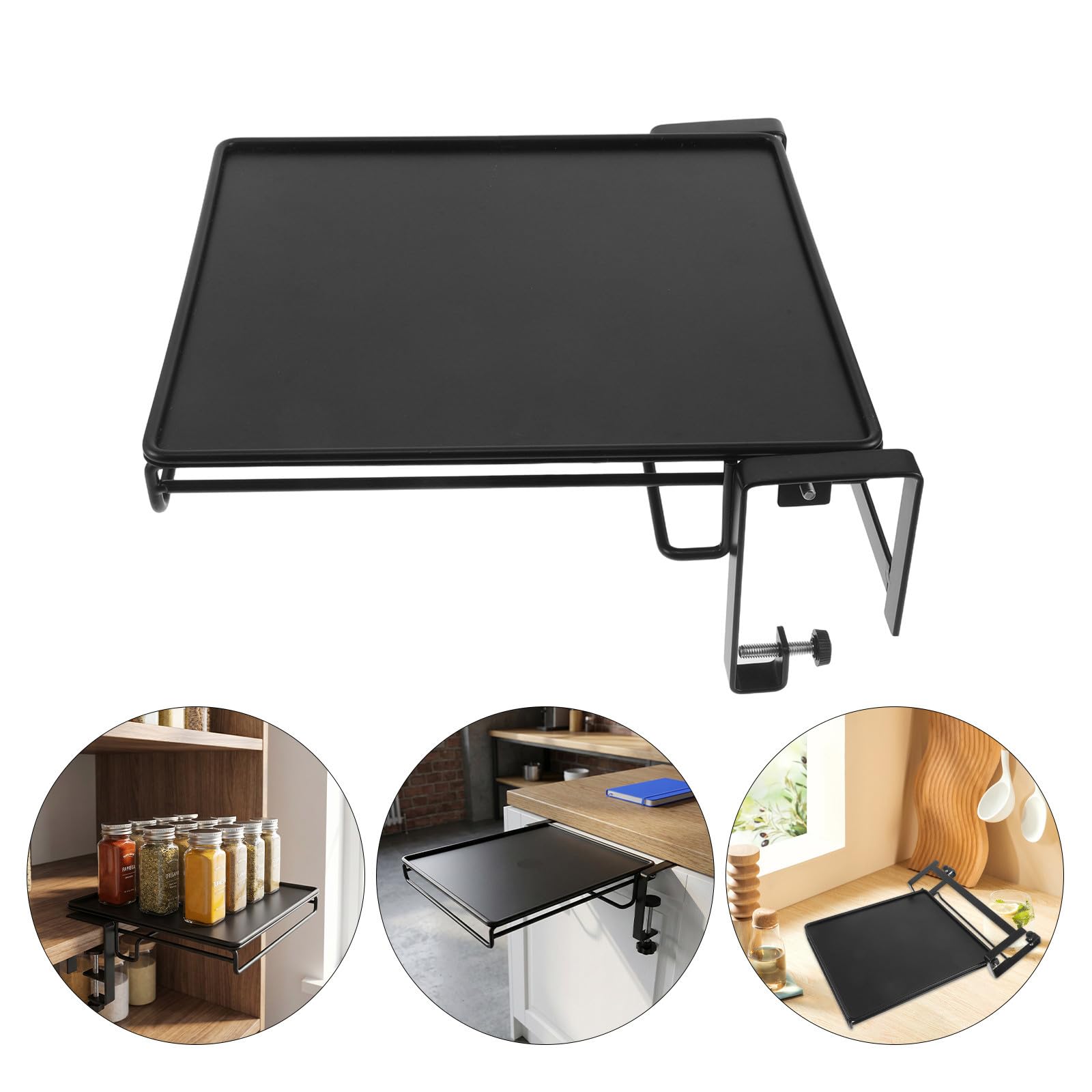 BETOOKY Étagère de Rangement Suspendue Pliable sans Perçage en Acier Carbone Noir, Gain de Place Dimensions 27,5x25x3,5cm Cuisine et Salle de Bain Adaptée pour Tiroirs et Garde-Manger