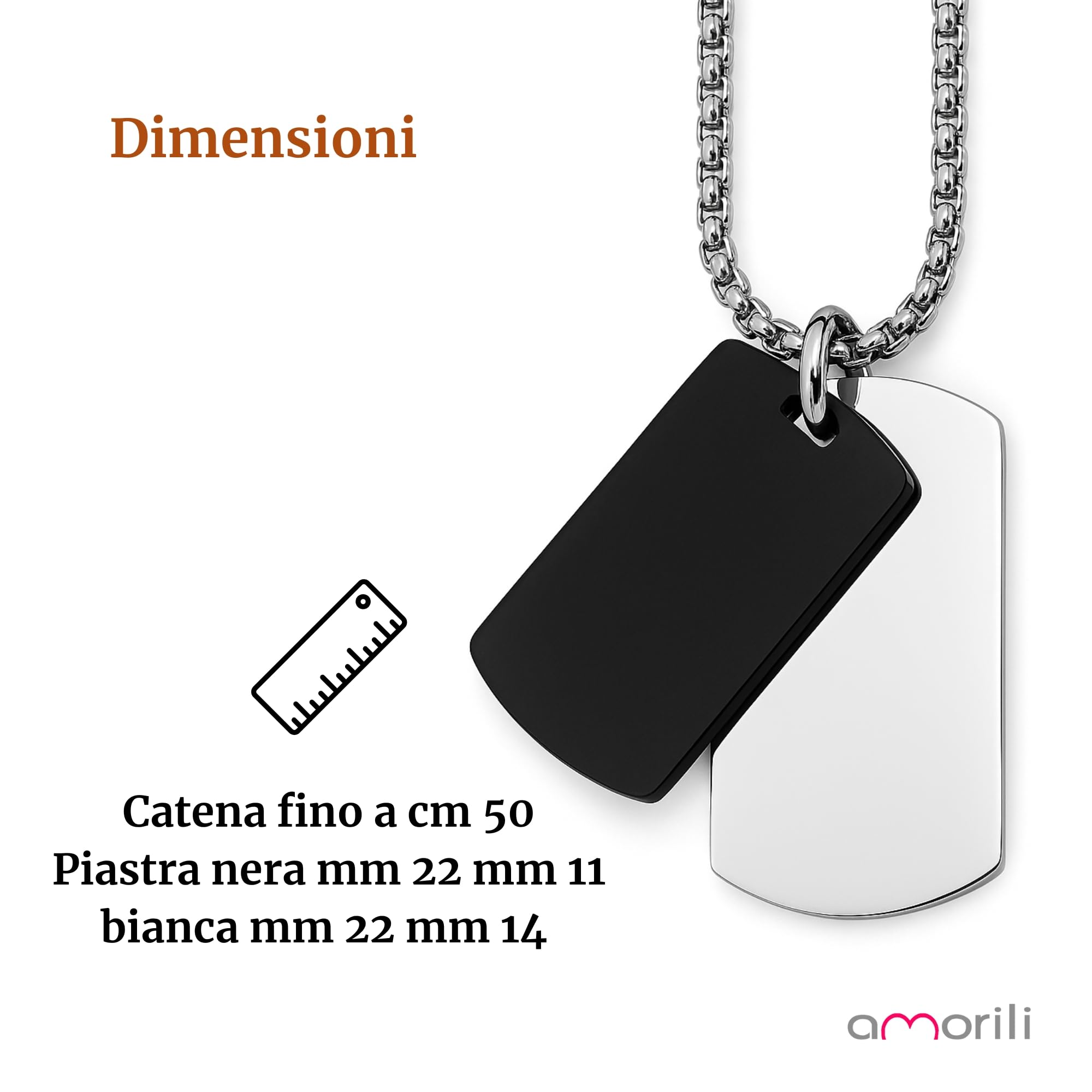 Collana Uomo Piastra Militare in Acciaio Inox – Targhetta Personalizzata con Incisione di Frasi, Dediche o Nomi – Idea Regalo per Lui - cll2120