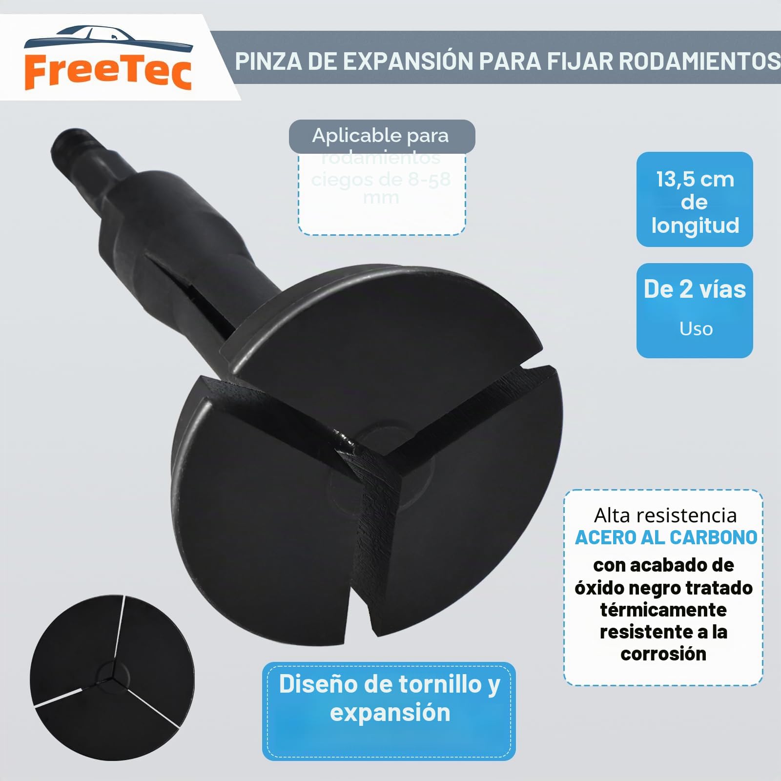 FreeTec 16 Piezas Extractor Rodamientos Internos, 8mm-58mm Extractor para Rodamientos Interior con Martillo Deslizante, Herramienta Extracción Rodamientos Internos para Coche Camión Motocicleta