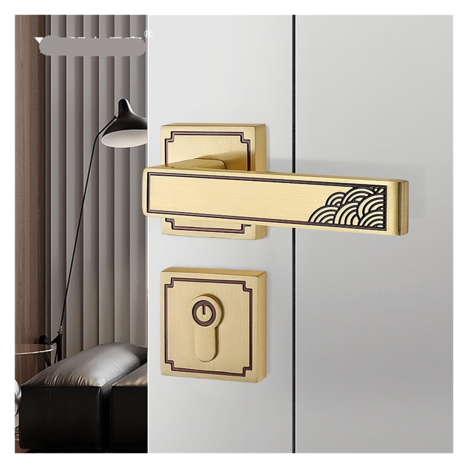 Latón Cerradura Silenciosa Estilo Chino Baño Puerta Madera Maciza Interior