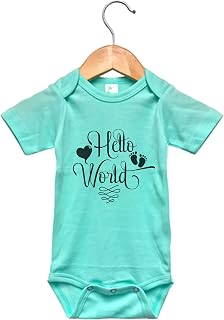 Hello World Onesie (6-12m) GREEN, expecting dad gift, fathers day gift, gender neutral coming home outfit, newborn boy personalized gift, gender reveal bodysuit