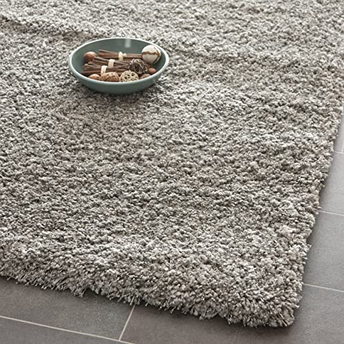 Safavieh California Premium Shag Collection 6'7" Square Silver Sg151 Non-Shedding Living Room Bedroom Dining Room Entryway Plush 2-Inch Thick Area Rug #TOP2