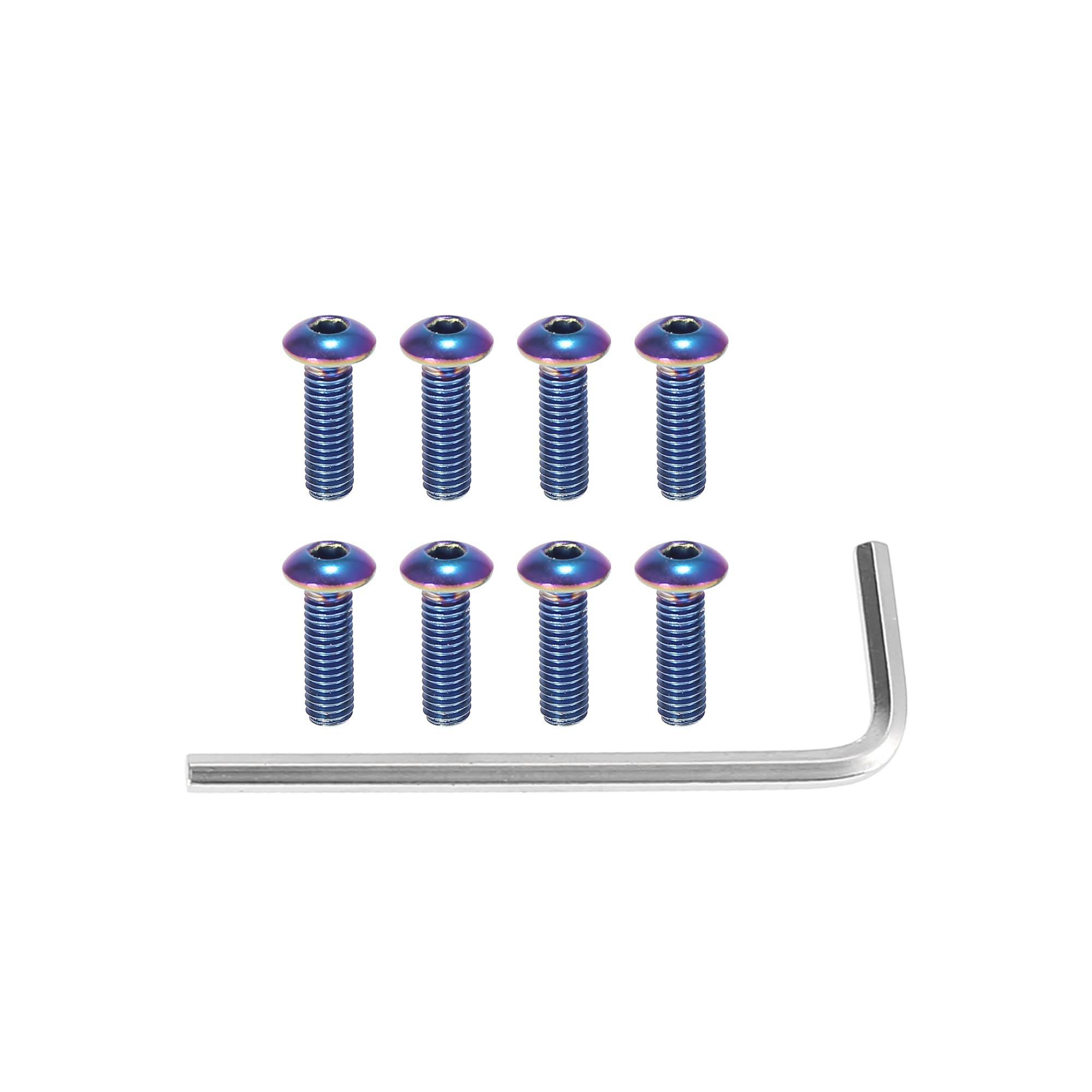 X AUTOHAUX 8pcs M5x0.8 cabeza redonda del volante del coche tornillos cónicos coloridos
