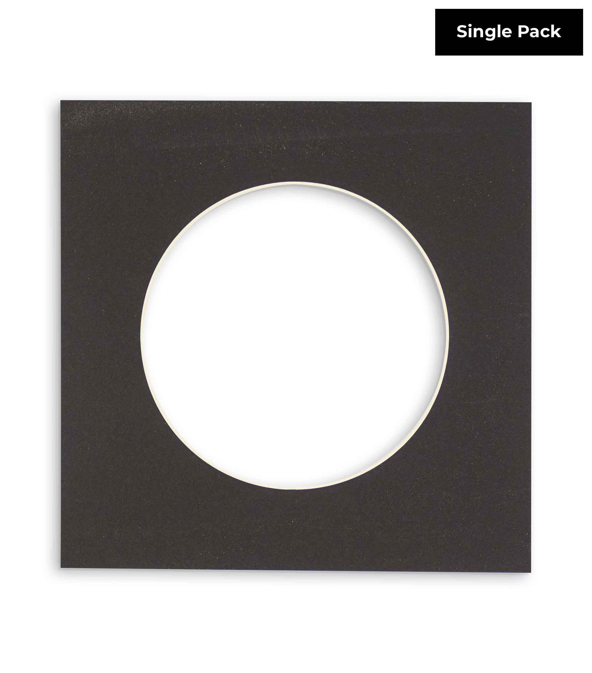 CountryArtHouse Black Acid Free 14x14 Circle Picture Frame Mat with White Core Bevel Cut for 10x10 Pictures - Fits 14x14 Frame - Pack of 1 Matboard Show Kit with Acid Free Backing & Clear Bag