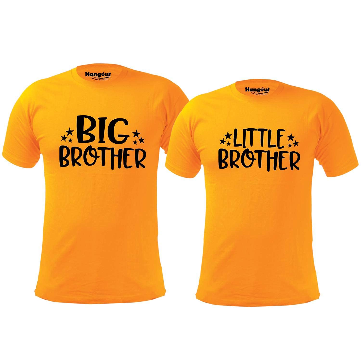 Hangout HubCotton Sibling Tshirts for Brothers | Family Kids Boy's Printed Big Brother Little Brother Matching Twinning Tees (Pack of 2)