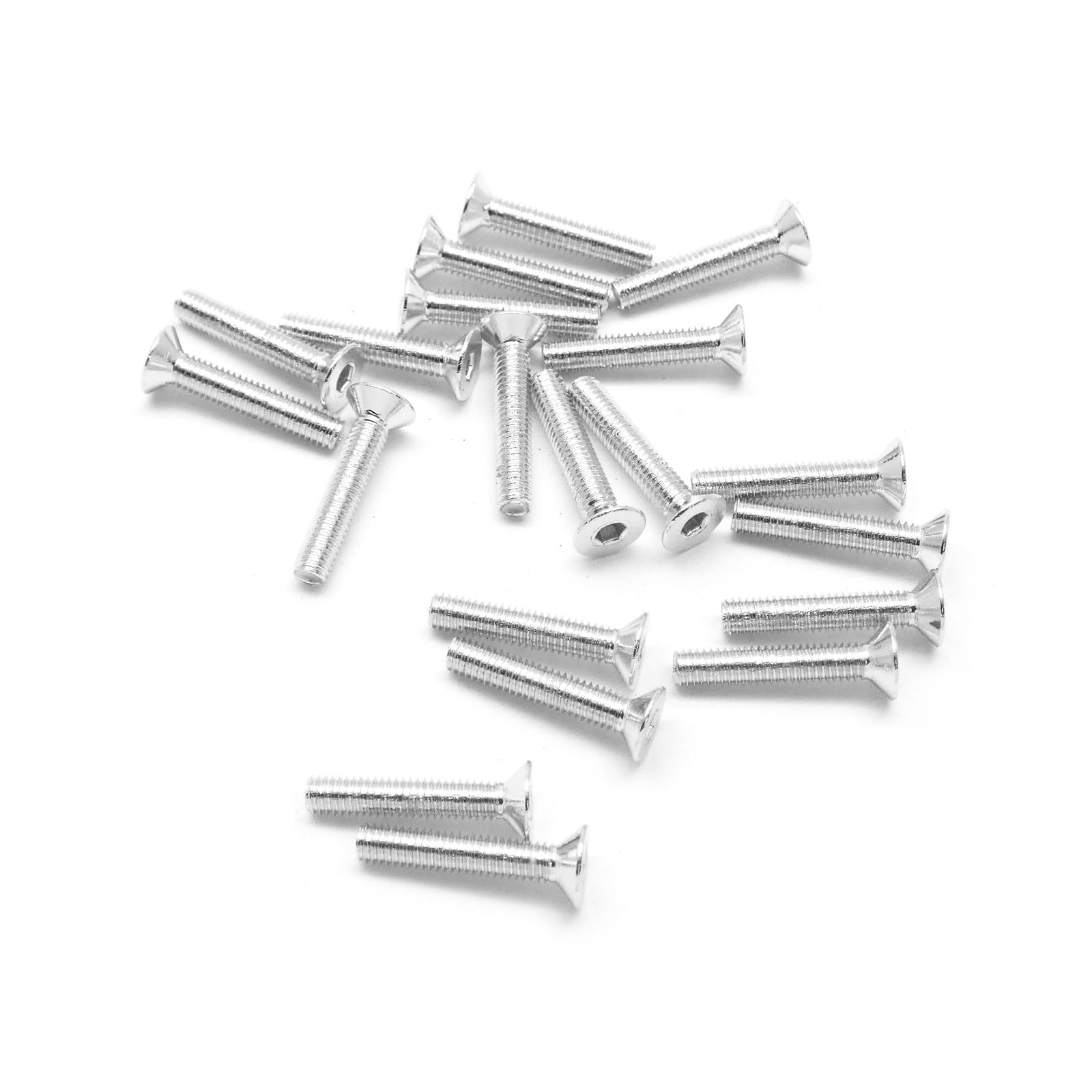 20pcs M3 Countersunk Screws 6063 Aluminum Hex Socket (Anodized Colors) (6mm / 10mm / 16mm / 20mm) (M3x16mm, Silver)