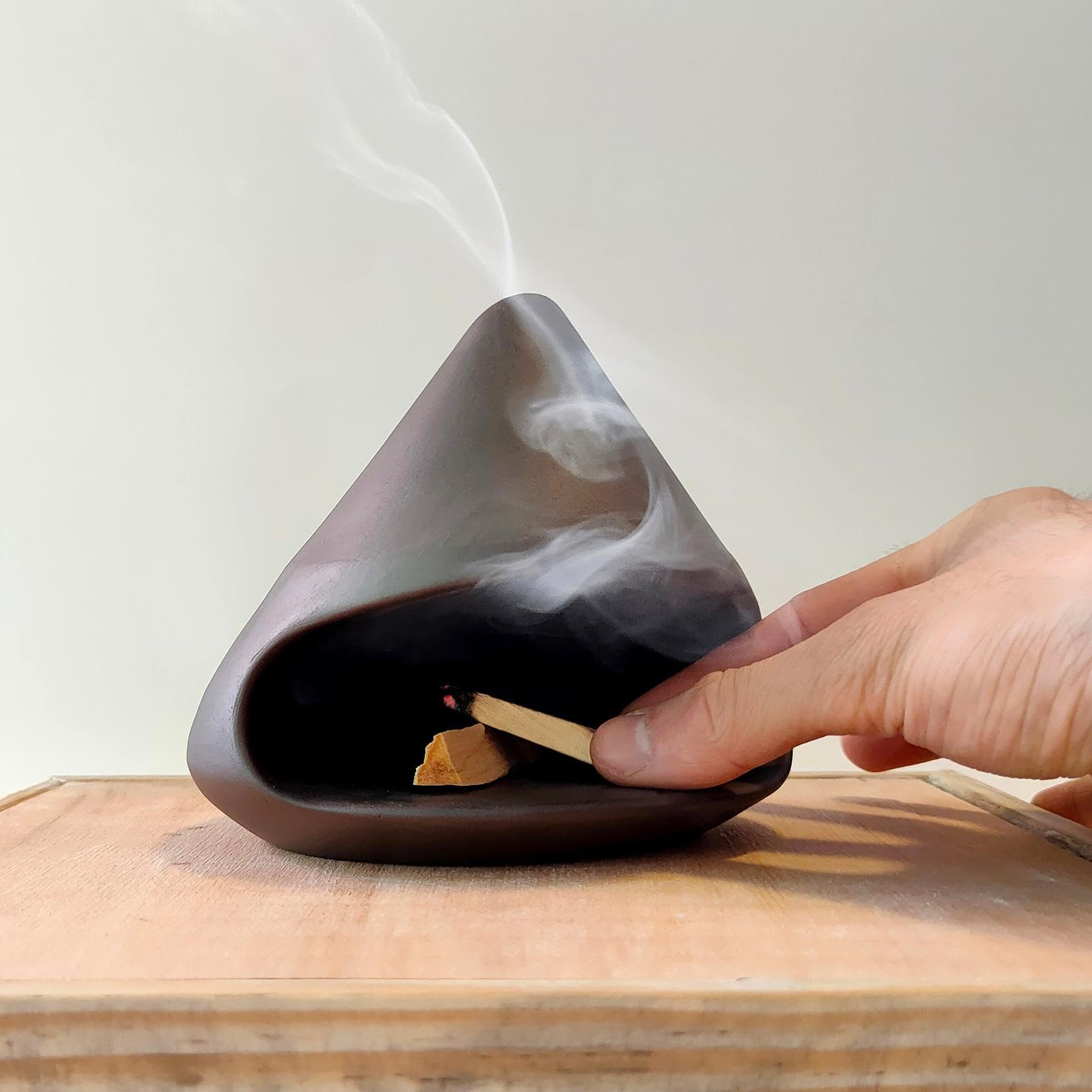 Moon Räuchergefäß Aus Keramik – Halter Für Palo Santo, Salbei, Räucherstäbchen & Kerzen (schwarz)