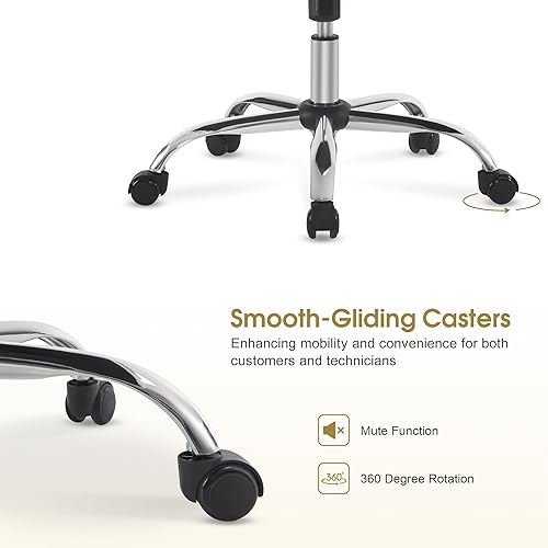 Miniatura 8 de BarberPub Silla de oficina ergonómica con altura ajustable, moderna silla giratoria de piel sintética con respaldo cómodo y ruedas giratorias para