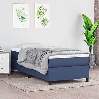 Azzrora Cama con somier con colchón, color azul, 90 x 200 cm, de tela, con colchón, cama con somier, cama con somier, colchón