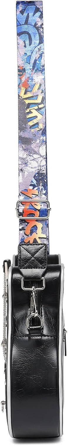 Trendy PU Leather Crossbody Bag in Guitar Shape Shoulder Bag with Adjustable Strap Suitable for Student and Band Members