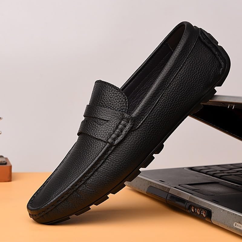 HBJWOV Shoes Men's Fashionable Slip-on Loafers Comfortable Round-Toe Soft-Soled Oxford Shoes for Driving Shopping Working Men Versatile Casual Shoes