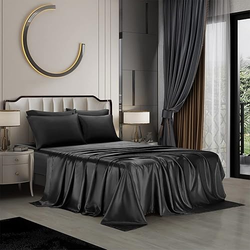 Funda de edredón AiMay de satén, jacquard de seda 100 % de lujo, microfibra súper suave con cierre zipper, color de moda con elegante patrón plateado