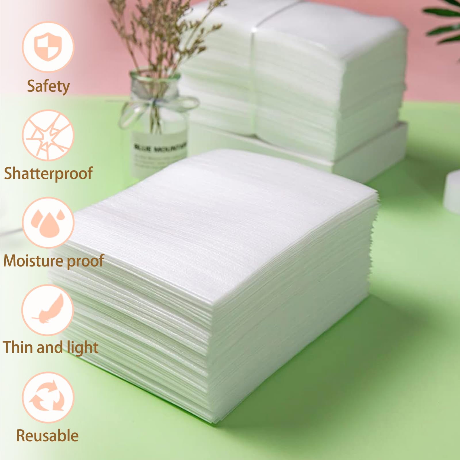100 Pezzi Fogli Schiuma, 12'' x 12'' Fogli in Schiuma per Imballaggio Piatti e Bcchieri, Packing Material Mobile per Trasloco e Spedizione di Oggetti Fragili