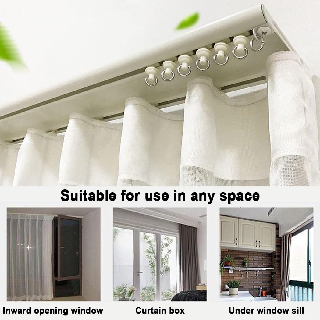 Rail De Rideau Double Pour Fenêtre, Rail Rideaux Plafond Longueur De 50 À 600 Cm, Rail De Plafond En Aluminium Métal Blanc Pour Diviseur De Pièce(110cm/3.6ft)