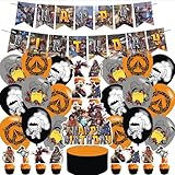 Generic Overwatch Game-Themed Birthday Party Supplier Kit: Overwatch Birthday Banner, Cupcake Toppers,Balloons, Cake Topper Decorations, and Decorative Wire for Vibrant and Whimsical Celebrations