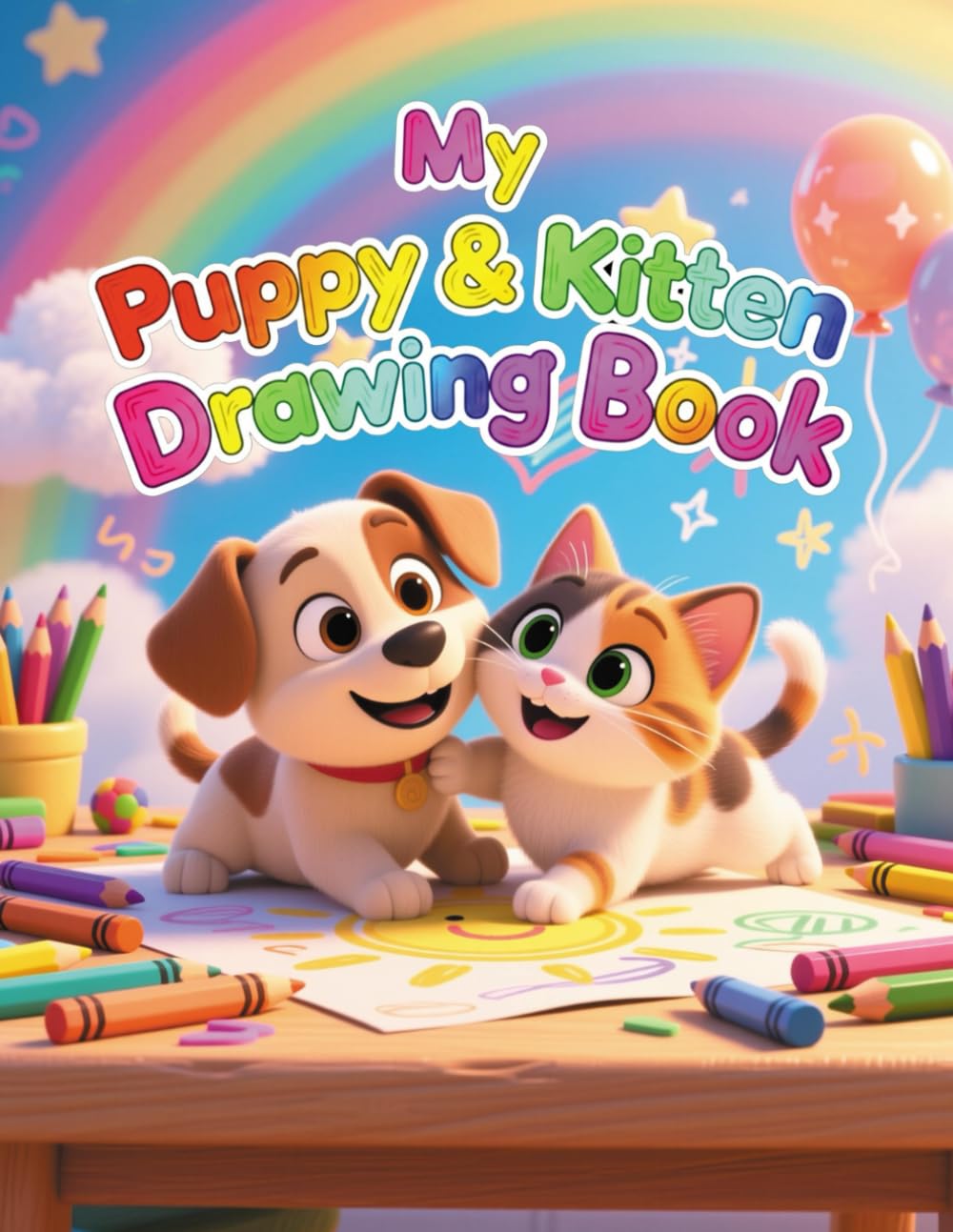 “Puppies & Kittens Framed Drawing Book for Kids: Cute Animal Border Sketch Pages for Creative Fun”
