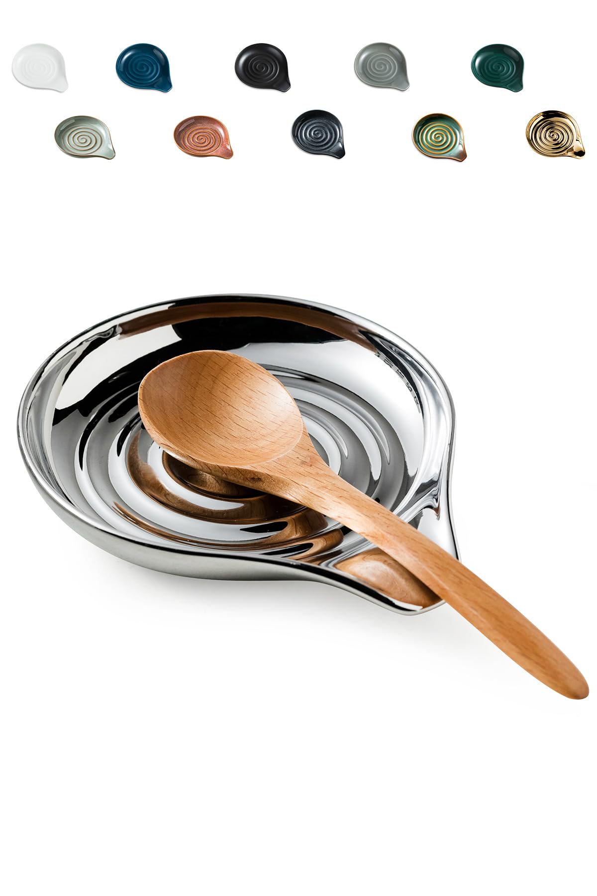 LAUCHUH Spoon Rest for Stove Top Cooking Spoon Holder for Kitchen Countertop Large Holder for Spatula, Spoons or Tong, Farmhouse Decor, Christmas, Sliver