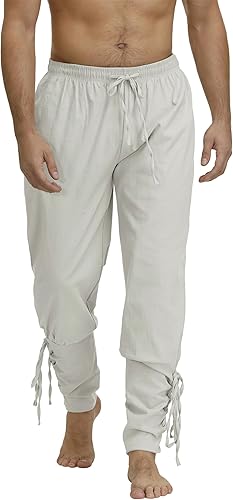 Zhitunemi Pantalones de pirata vikingo para hombre disfraz renacentista para hombre, pantalones medievales - disfraces pirata de Halloween y feria