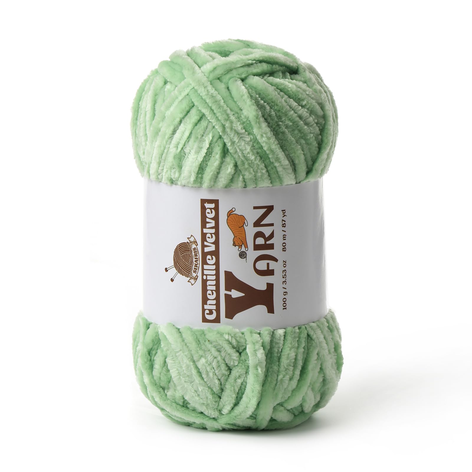Chenille Crochet Light Green Yarn 1 Pack