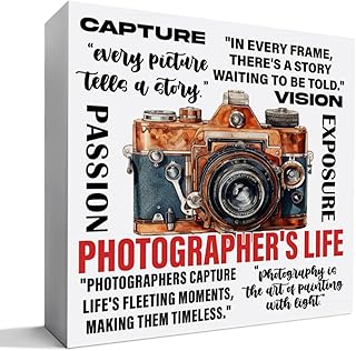 Photography Lovers Gifts for Men Women, Christmas Birthday Gift for Photographer Photography Camera Lovers Thank You Gift, Photographer's Life, Wooden Box Sign Desk Decor