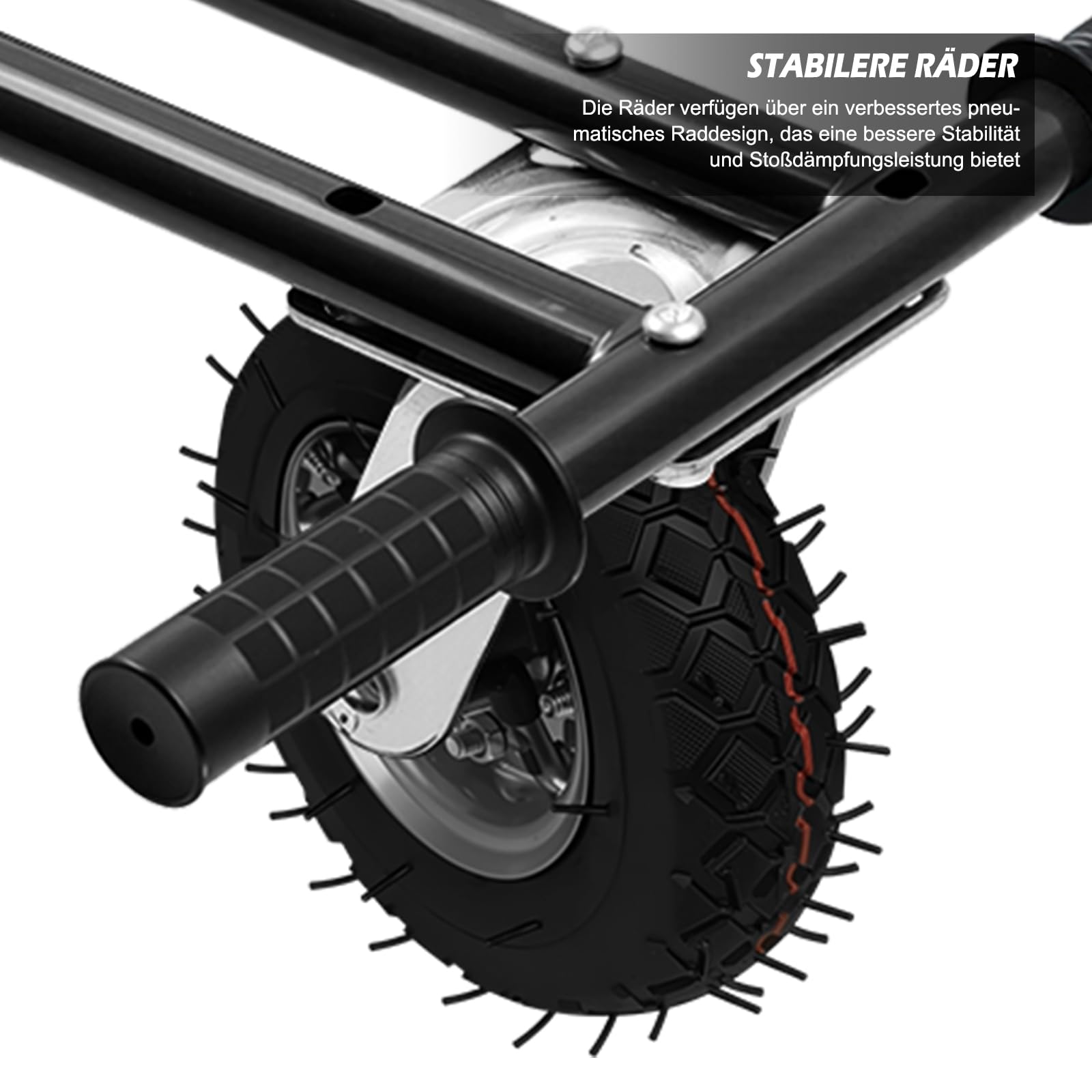 Siège d'hoverkart universel de 6,5 à 10" avec suspension innovante, amortisseurs de chocs, pneus avant remplis d'air (roues rouges à pneus)