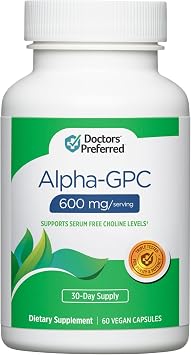 DOCTORS PREFERRED Alpha GPC Supplement - Premium Formula. 600 MG/Serving, 60 Vegan Capsules, 30-Day Supply