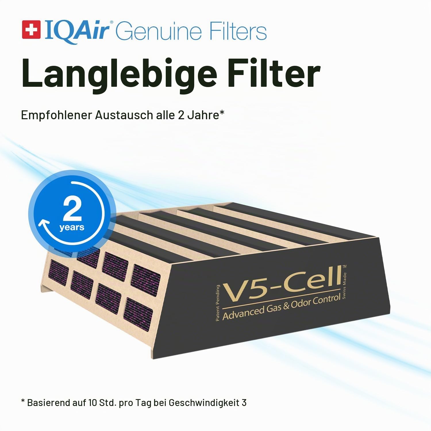IQAir V5 Cell Filter Ersatzfilter für HealthPro 250 & XE – Aktivkohle Gas- & Geruchsfilter gegen VOC, Rauch, Gerüche & Chemikalien – langlebig bis 2 Jahre – Original Luftreiniger Filter