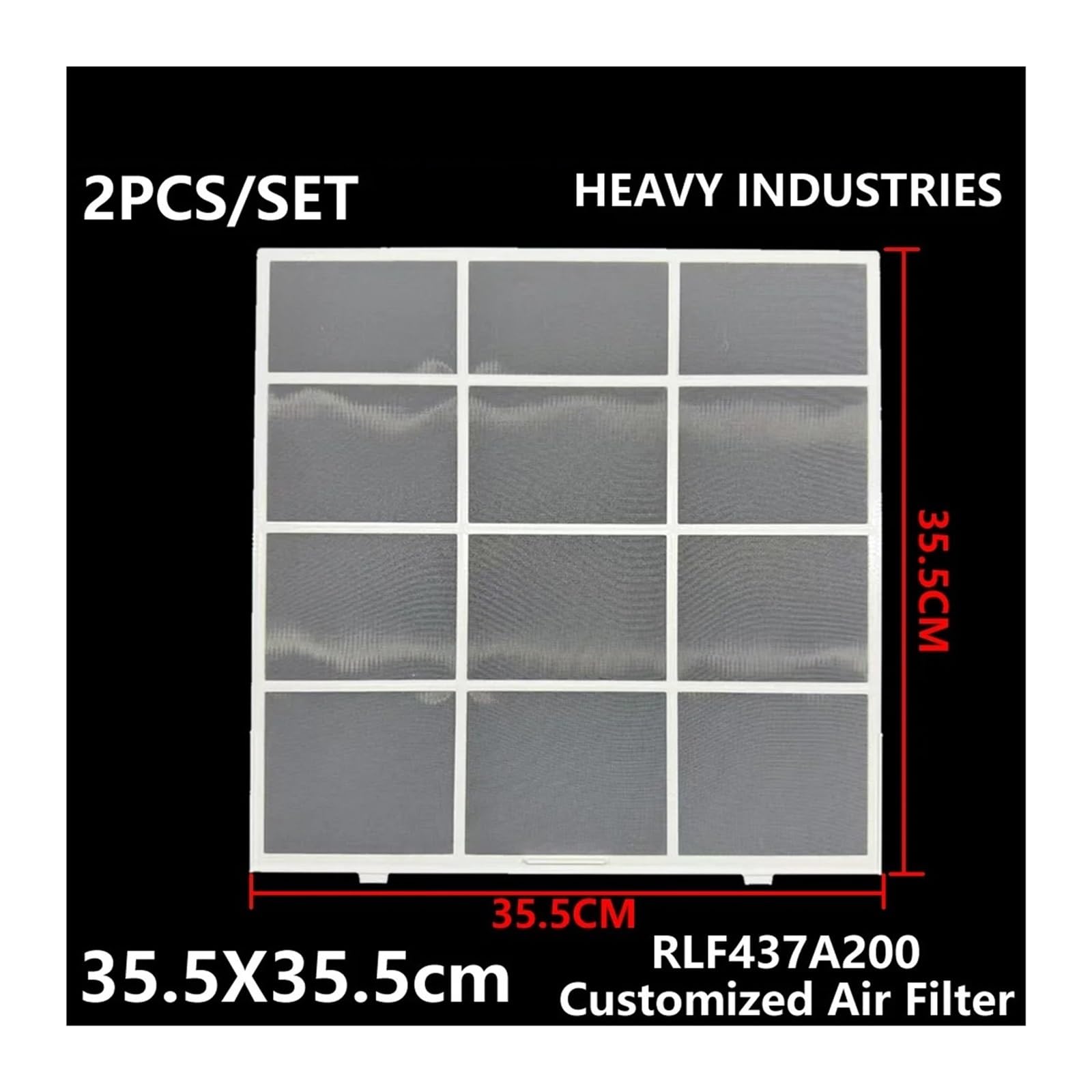 2 PZ/SET, Compatibile For Mitsubishi, 35.5X35.5 Cm RLF437A200 HEAVY INDUSTRIES Daiya Personalizzato Filtro Aria Condizionata Schermo Antipolvere SRK60ZSX-S