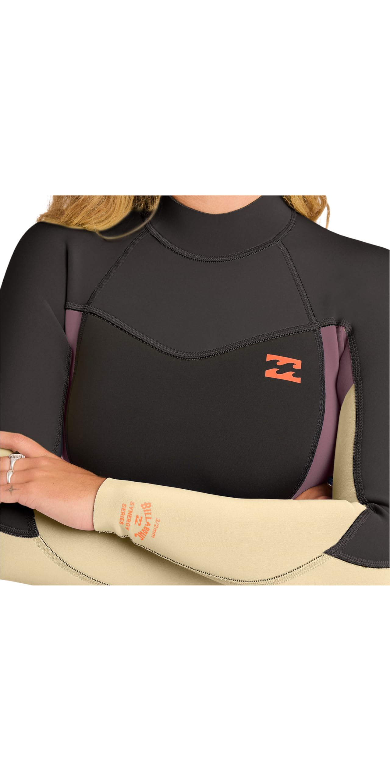 BILLABONG 2026 Synergy Neoprenanzug für Damen, 5/4 mm Reißverschluss hinten, Grau-Violett