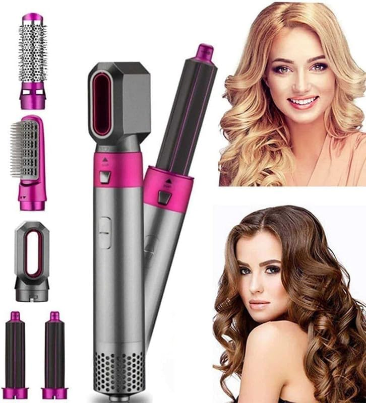 Image of Mabron 5-in-1 Hot Air Brush Hair Styler | Hair Dryer, Auto Curler, Straightening Brush, Volumizer & Blow Dryer Brush | Ceramic Hair Styling Tool | 3 Heat Settings