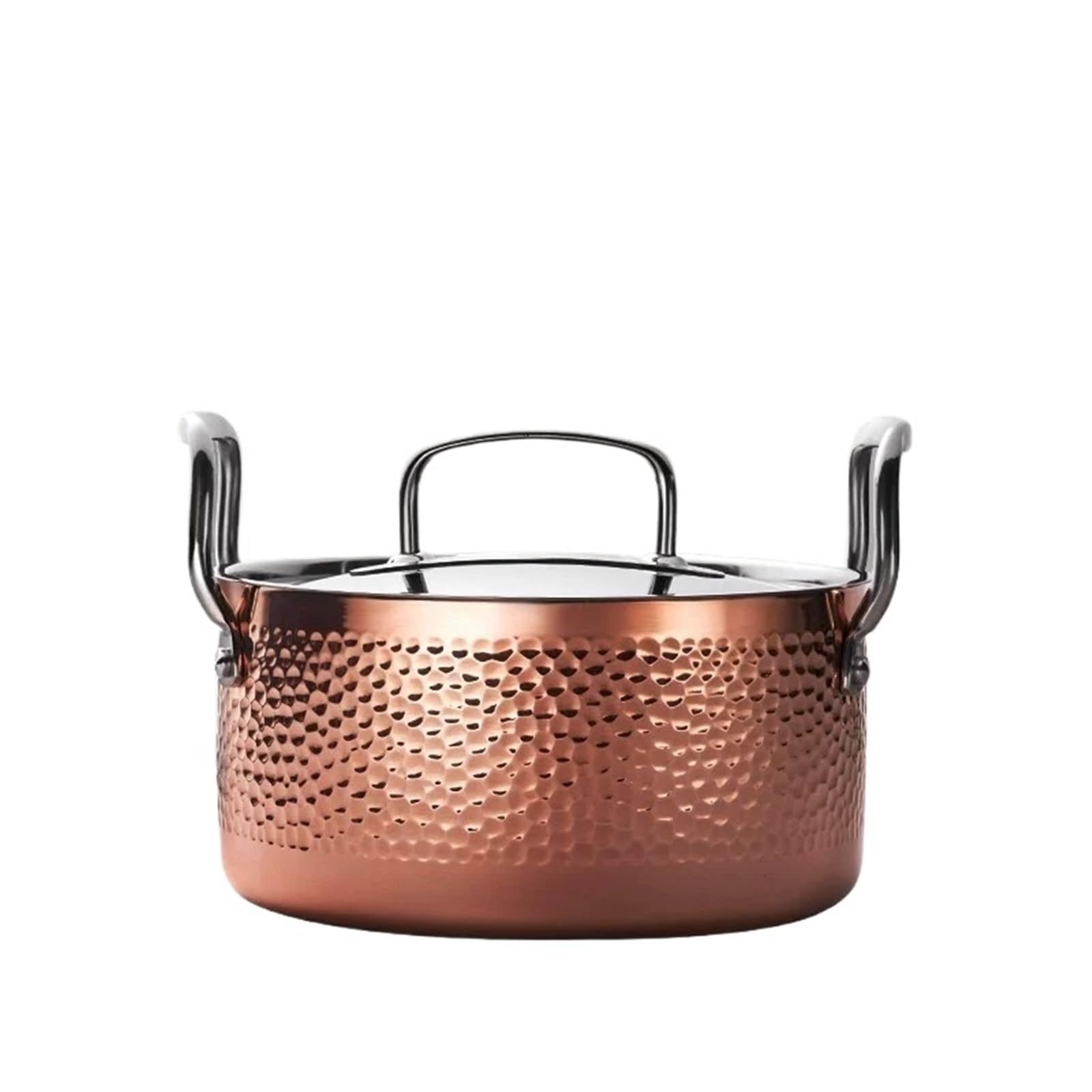 Hammered Kupfertopf Manuelle Hammer Druck Topf 3-schicht Stahl Klar Suppe Kommerziellen Reinem Kupfer Eintopf Küche Kochgeschirr Hot Pots(18cm 2L)