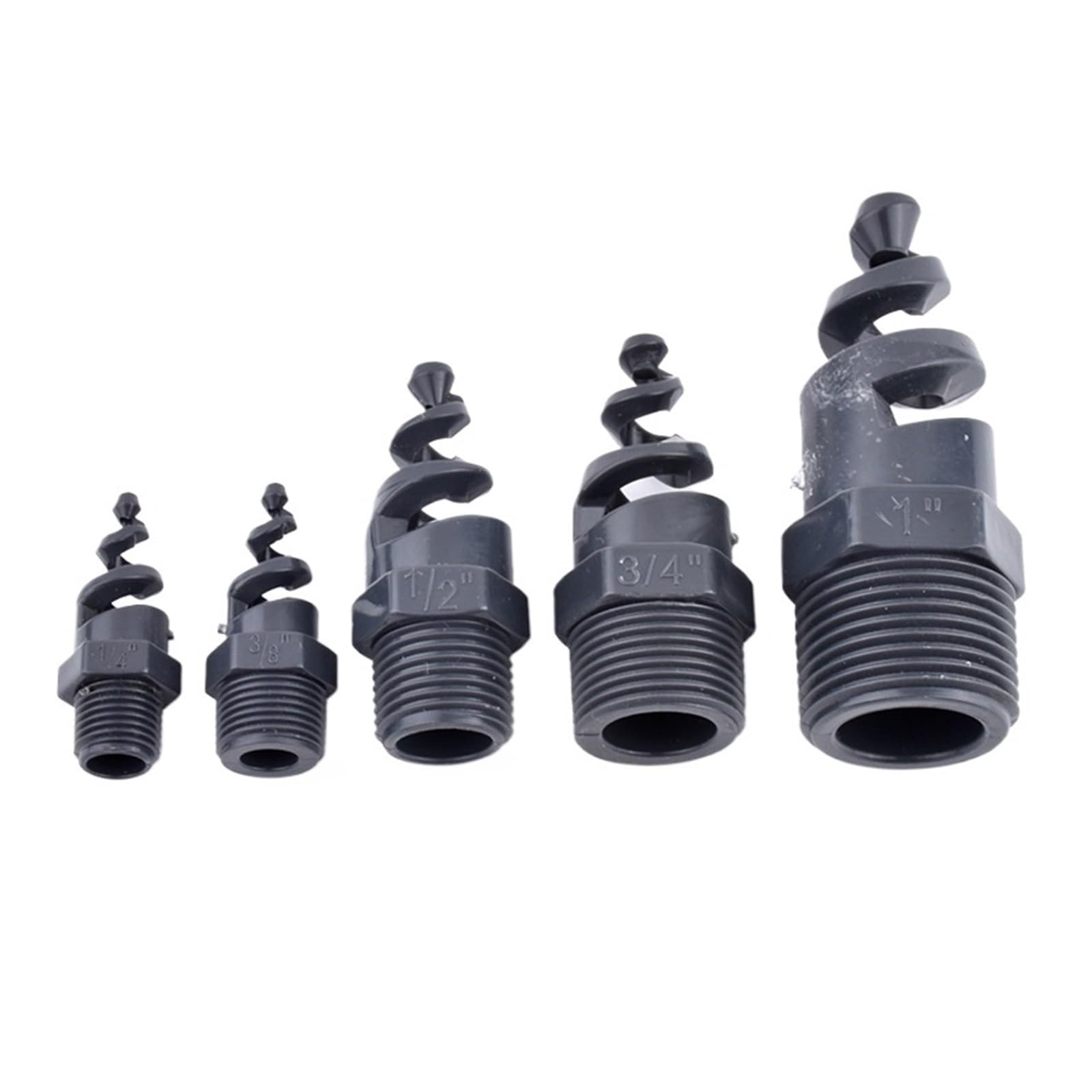 Evwgnpqrv 1I4 Inch Full Cone Spiral Nozzles, Upvc Spiral Nozzle Sprinkler 1/4-1 Inch 5 Pack Garden Irrigation Aquarium Fish Tank(1I4 Inch)