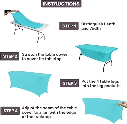 Miniatura 4 de IVAPUPU - Mantel de elastano para mesas rectangulares, ajustado, elástico, lavable, protector de mesa para eventos, fiestas, bodas, cócteles,