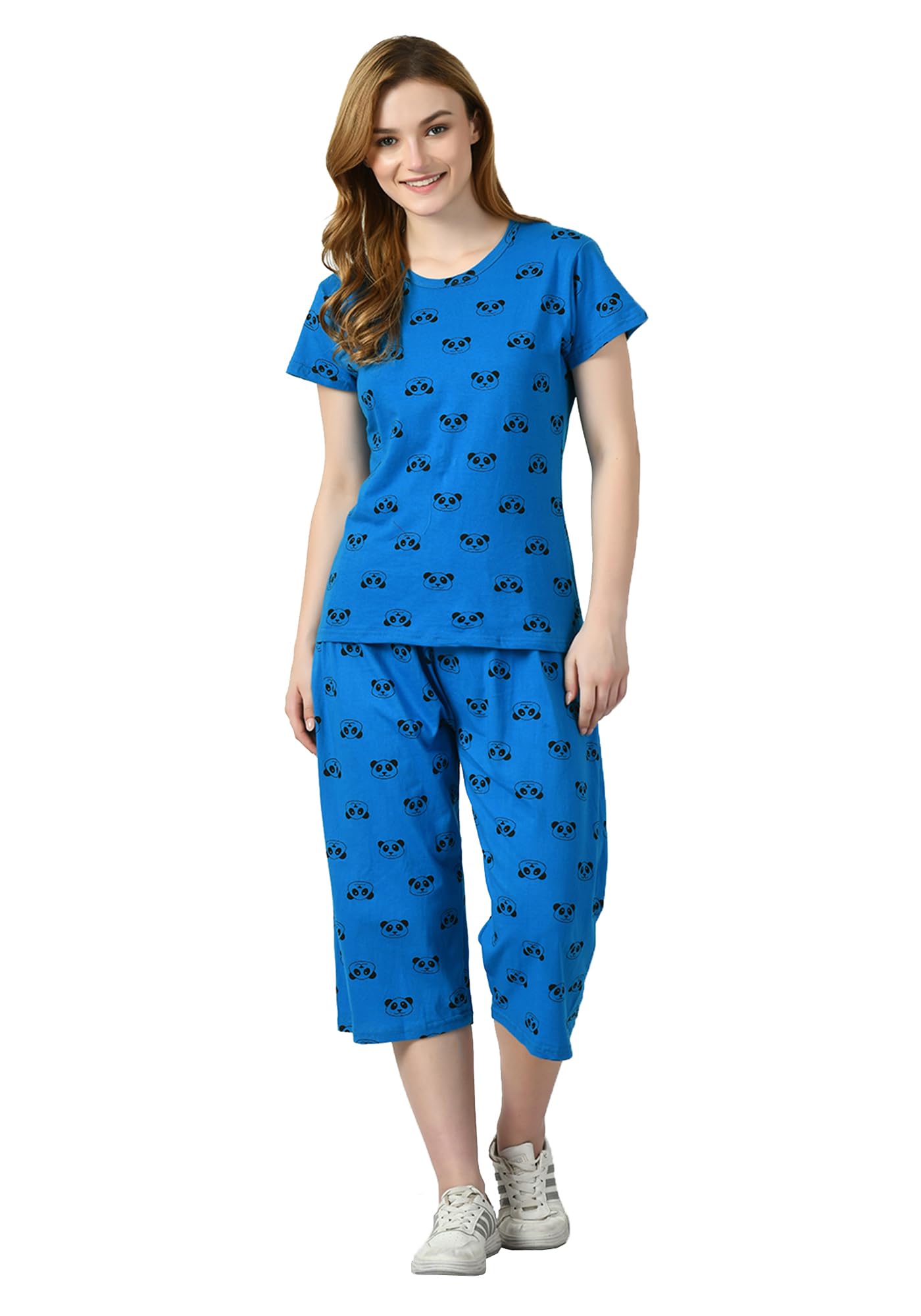 Cotton Allover Printed Night Suit Tshirt and Capri Set for Women (Pack of 1)-picture-45