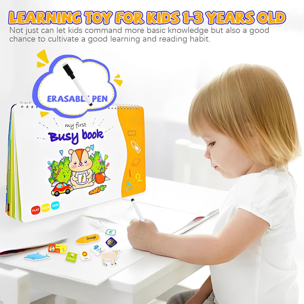 SNOWIE SOFT® Busy Binder Book for Toddlers 1-3, 12 Themes Design Early Educational Montessori Busy Board for Kids, Autism Sensory Toys, Activity Binder, Educational Toys for 3 Year Old 4
