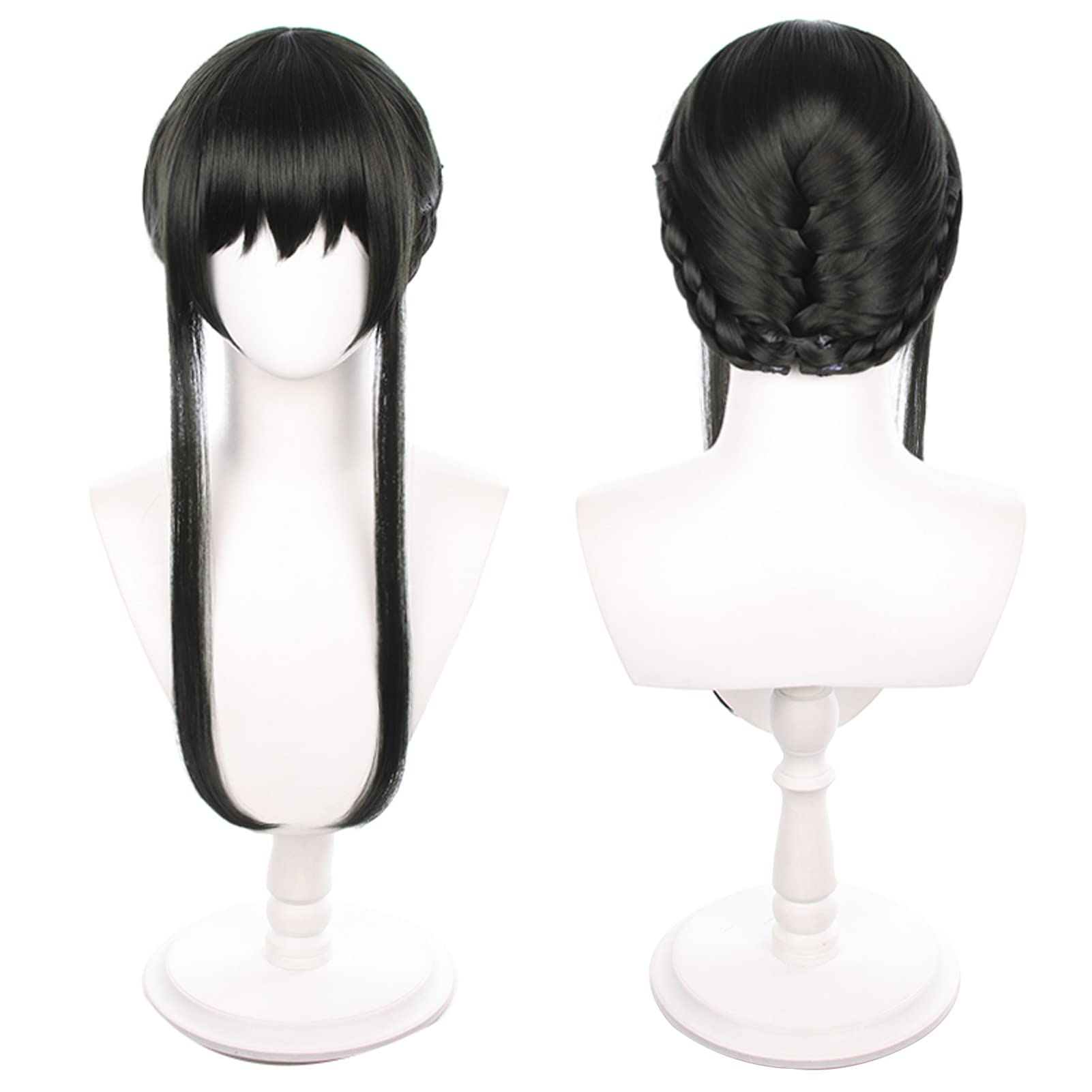 Yor Forger Cosplay Wig Costume Halloween Wigs for Women (Black)