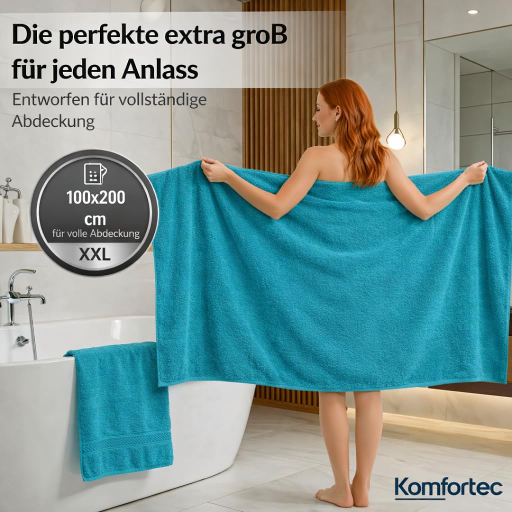 Komfortec Badetuch 100x200 cm aus 100% Baumwolle – Bild 2