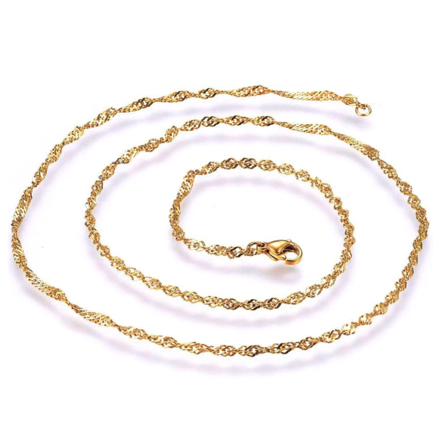 Via Mazzini No-Tarnish No-Rusting Gold Plated Twisted Disco Chain