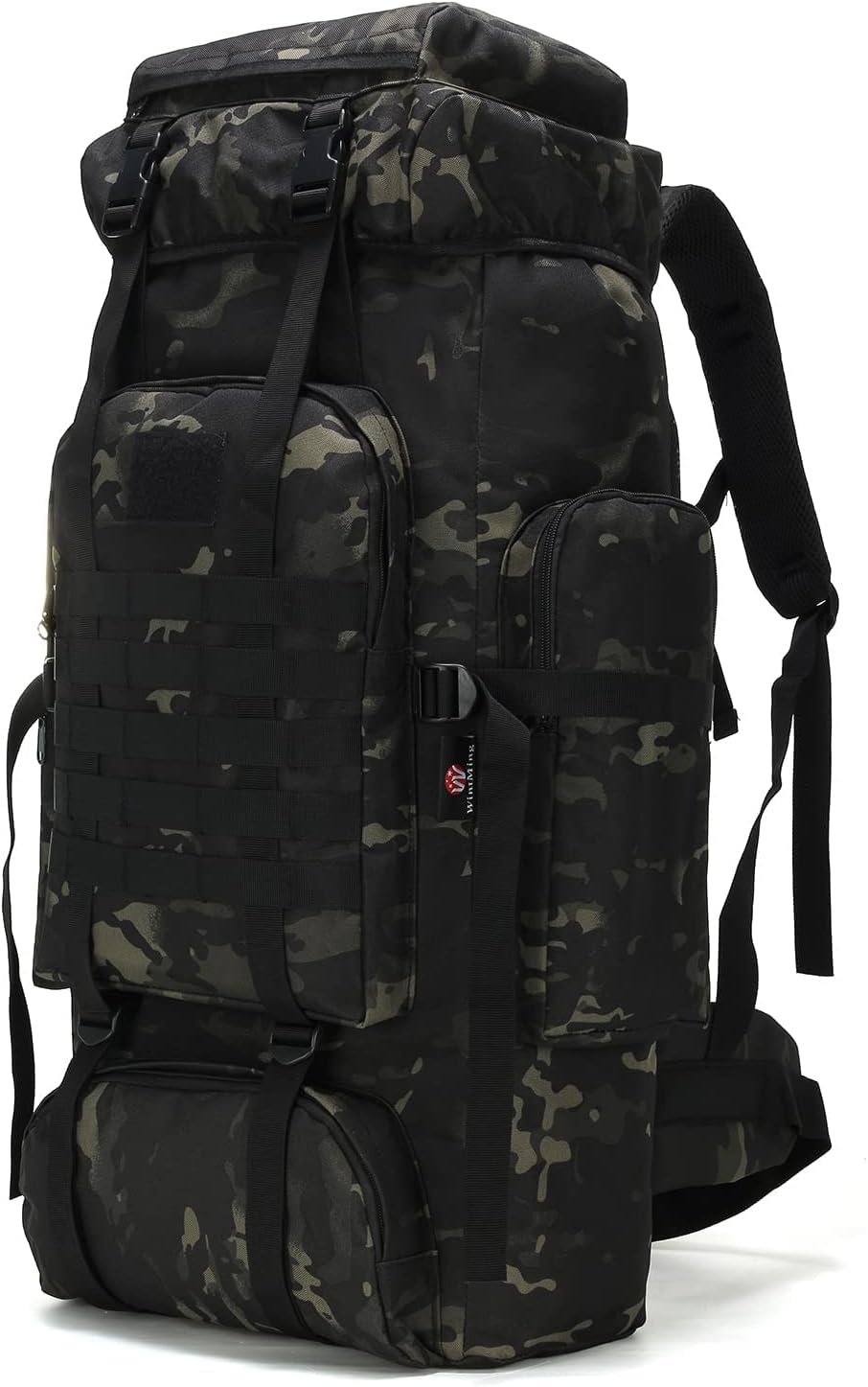 WintMing 70L Camping Hiking Backpack Molle Rucksack Waterproof Traveling Daypack, No Internal Frame