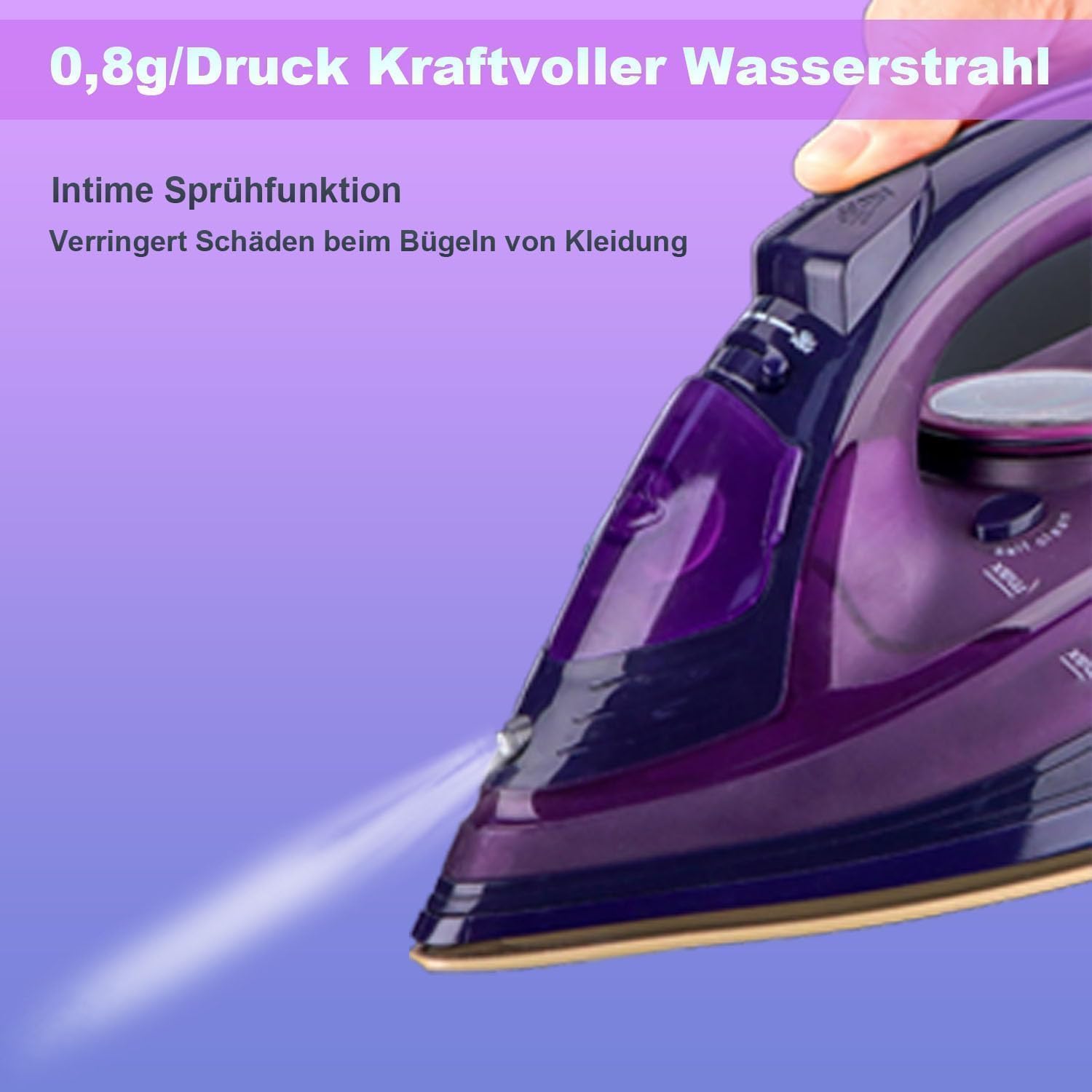 2400W kabelloses Bügeleisen, Dampfbügeleisen, Keramiksohle, abschaltautomatisch & temperaturverstellbar