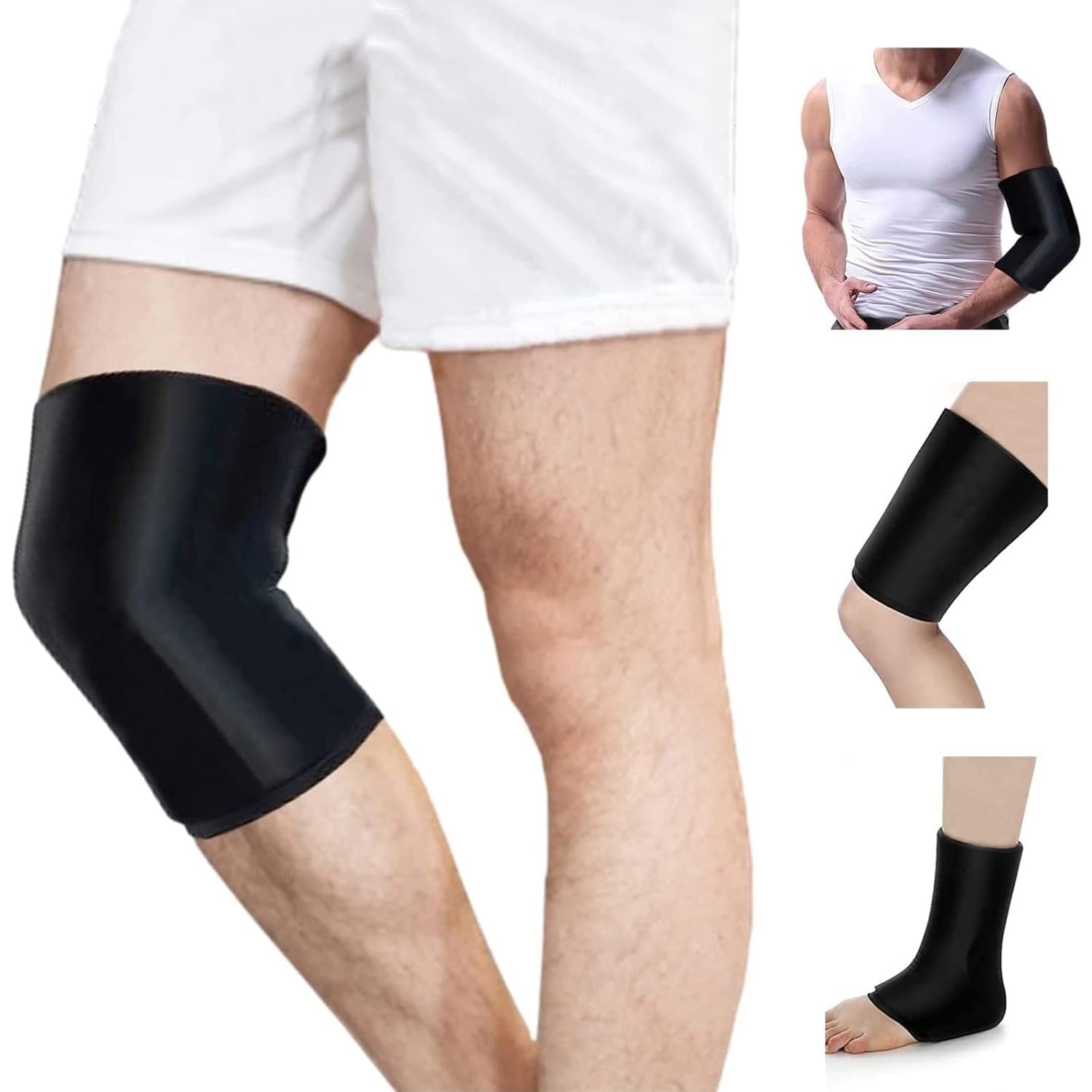 BESTAQUA Hot & Cold Therapy Flexible Ice Packs Cold Therapy Compression Sleeve Reusable Gel Pack for Injury Cold Wrap for Knee Calf Elbow (M (Pack of 1), Black)