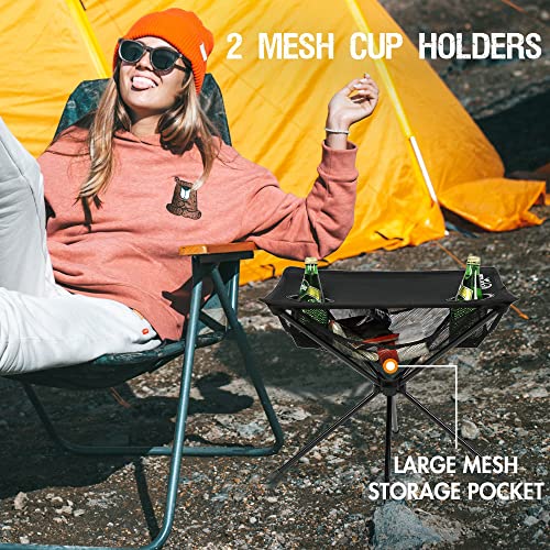 Portal Folding Camping Table, Ultralight Compact Aluminum Mesh Table With Carrying Bag, Small Beach Table Foldable Portable For Sand, Outdoor, Picnic, Camp, Boat, Travel, Black #TOP4