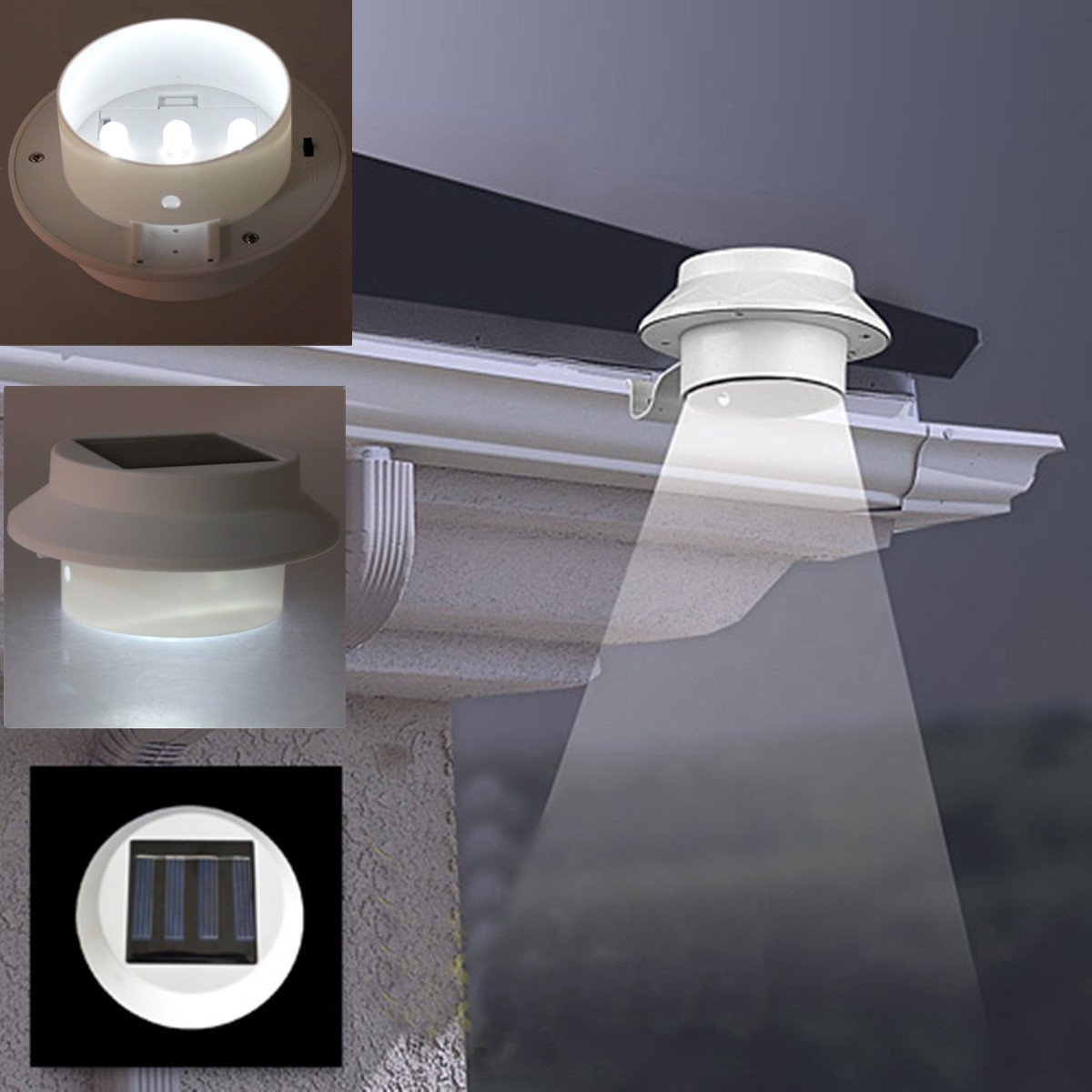 HOT SALE Solar Powered Fence Gutter Light LED3Bulb Outdoor Garden Yard Wall Pathway Lamp Home Decor
