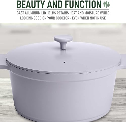 Miniatura 7 de Goodful Olla todo en uno, antiadherente multicapa, horno holandés fundido de alto rendimiento con tapa a juego, estante para asar y girador,